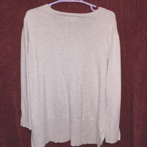 Style & CO Cream Sand Cotton XL sweater Ribbed open cuff - Picture 2 of 10